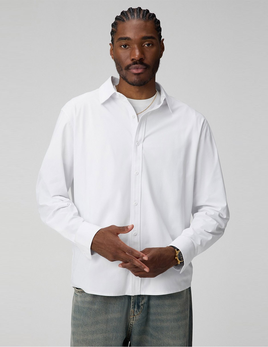 Camisa casual de algodón manga larga para hombre